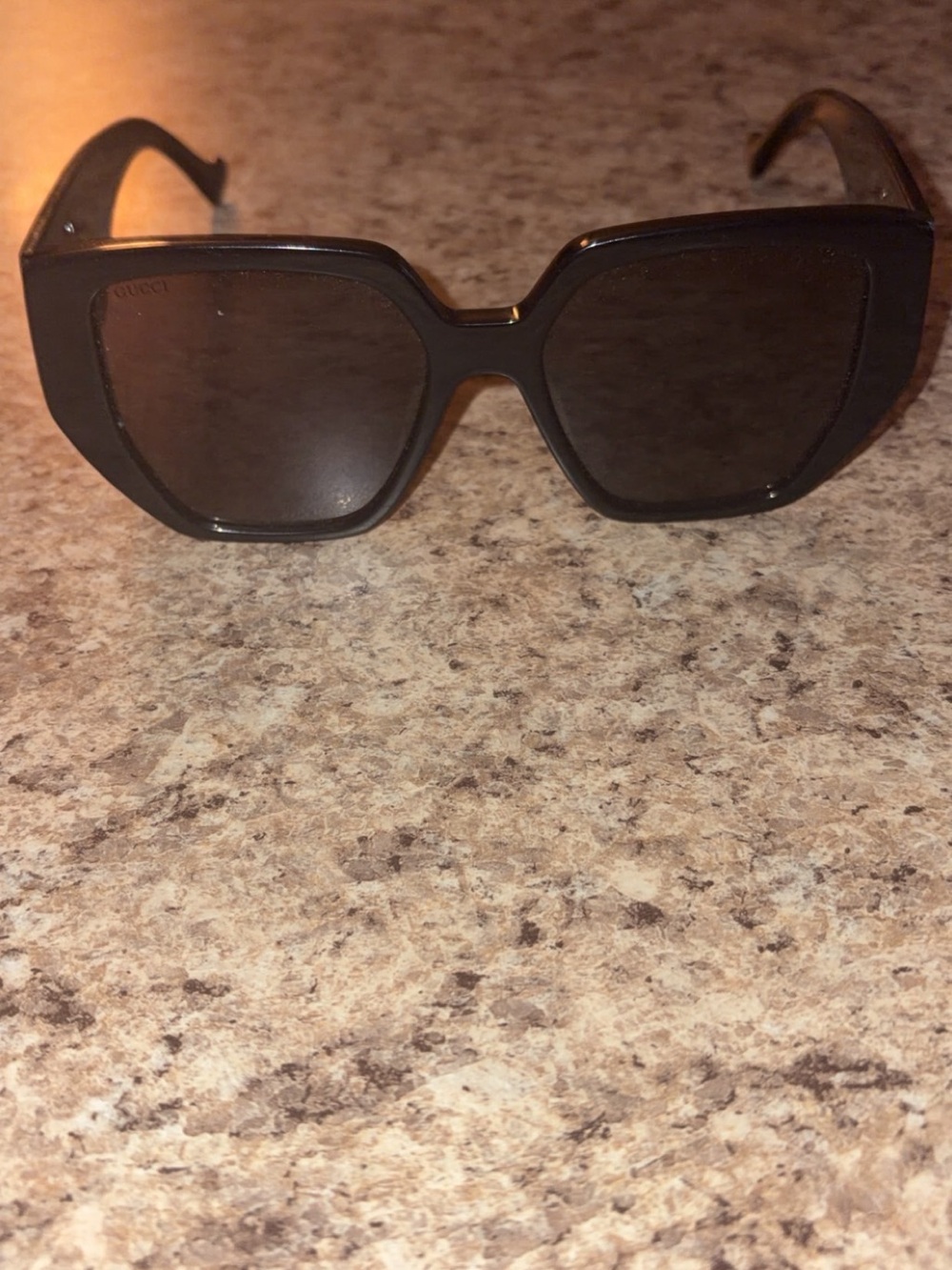 Gucci Black Oversized Hexagonal Women's Sunglasses